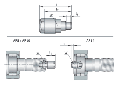 Dimensions of central lubrication adapters