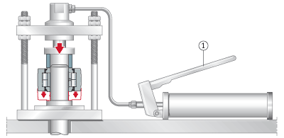 Fitting of yoke type track roller using a fitting press