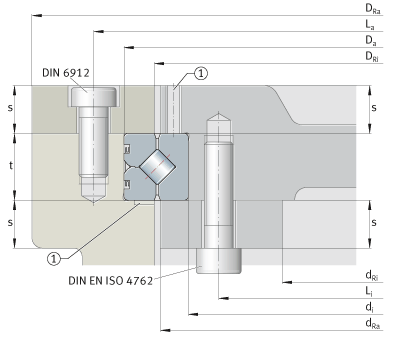 clamping rings, INA crossed roller bearing seat depth, mounting dimensions